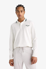 DeFactoFit Standard Fit Polo Neck Printed Sports T-Shirt