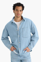 Oversize Wide Fit Denim Long Sleeve Shirt
