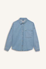 Oversize Wide Fit Denim Long Sleeve Shirt