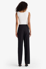 Straight Fit High Waist Crop Belted Trousers
