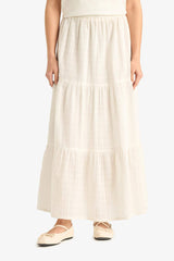 Textured cotton-lined maxi skirt with a regular fit