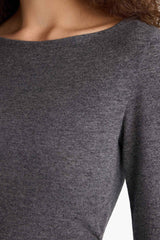 Bodycon maxi dress with long sleeves and boat neckline