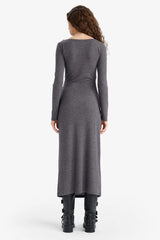 Bodycon maxi dress with long sleeves and boat neckline