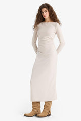 Bodycon maxi dress with long sleeves and boat neckline