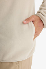 Relax Fit Half Turtleneck Zip-Up Fleece Cardigan