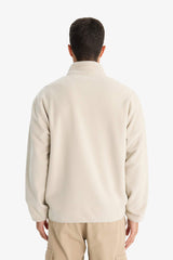Relax Fit Half Turtleneck Zip-Up Fleece Cardigan