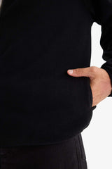 Relax Fit Half Turtleneck Zip-Up Fleece Cardigan