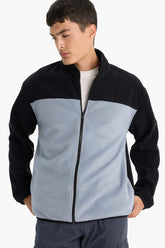 Relax Fit Half Turtleneck Zip-Up Fleece Cardigan