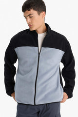 Relax Fit Half Turtleneck Zip-Up Fleece Cardigan