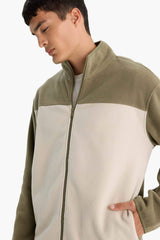 Relax Fit Half Turtleneck Zip-Up Fleece Cardigan