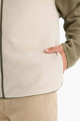 Relax Fit Half Turtleneck Zip-Up Fleece Cardigan