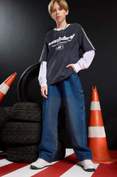 Boys Wide Leg Straight Leg Jeans