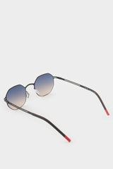 Men's Hexagonal Green Metal Frame Smoked Lens UV Sunglasses