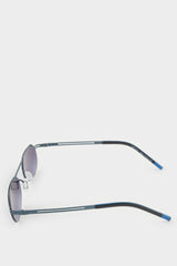 Men's Small Oval Beige Metal Frame Brown Lens UV Sunglasses