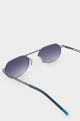 Men's Small Oval Beige Metal Frame Brown Lens UV Sunglasses