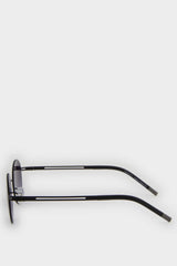 Men's Round Black Metal Frame Black Lens UV Sunglasses