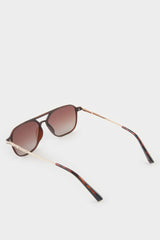 Men's Oval Large Clear Plastic Frame Brown Lens Polarized Sunglasses