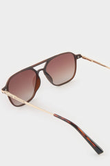 Men's Oval Large Clear Plastic Frame Brown Lens Polarized Sunglasses