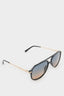 Men's Oval Large Colorful Metal Frame Gradient Glass Polarized Sunglasses