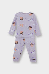 Baby Girl Pajama Set Patterned Long Sleeve Top and Long Bottom
