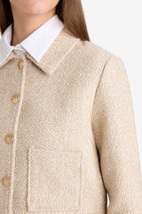 Cropped Fit Crew Neck Tweed Blazer