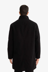 Regular Fit Stand Collar Pocketed Zip-Up Lined Cashmere Parka