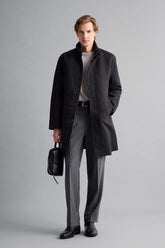 Regular Fit Stand Collar Pocketed Zip-Up Lined Cashmere Parka