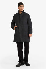Regular Fit Stand Collar Pocketed Zip-Up Lined Cashmere Parka