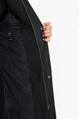 Regular Fit Stand Collar Pocketed Zip-Up Lined Cashmere Parka