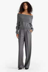Wide Leg Zip Trousers with Regular Waist and Regular Length