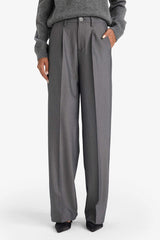 Wide Leg Zip Trousers with Regular Waist and Regular Length