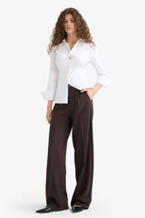 Wide Leg Zip Trousers with Regular Waist and Regular Length