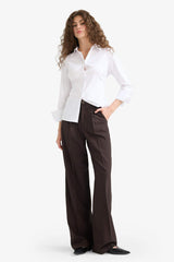 Wide Leg Zip Trousers with Regular Waist and Regular Length