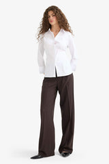 Wide Leg Zip Trousers with Regular Waist and Regular Length
