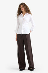 Wide Leg Zip Trousers with Regular Waist and Regular Length