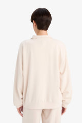 Relax Fit Half Turtleneck Zip-Up Modal Sweatshirt