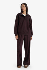Relax Fit Half Turtleneck Zip-Up Modal Sweatshirt