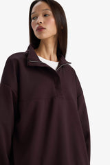 Relax Fit Half Turtleneck Zip-Up Modal Sweatshirt