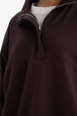 Relax Fit Half Turtleneck Zip-Up Modal Sweatshirt