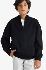 Boys Half Zippered Cardigan