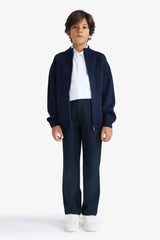 Boys Half Zippered Cardigan