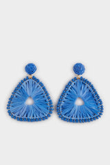 Women Blue Straw Earrings