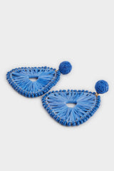 Women Blue Straw Earrings