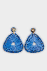 Women Blue Straw Earrings