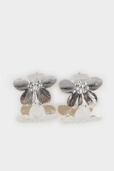 Women Flower Silver Earrings