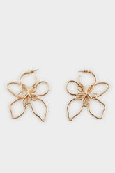 Women Flower Motif Gold Earrings