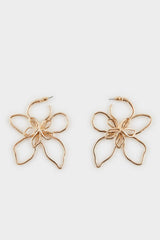 Women Flower Motif Gold Earrings