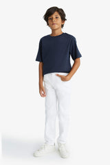 Boys Standard Leg Gabardine White Trousers