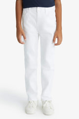 Boys Standard Leg Gabardine White Trousers