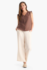 Regular Fit Wide Leg Trousers